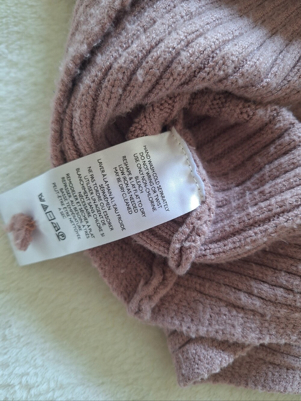 Anthropologie Ribbed Knit Sweater M Oversized Asymmetrical Mauve Purple Pullover - Picture 9 of 11